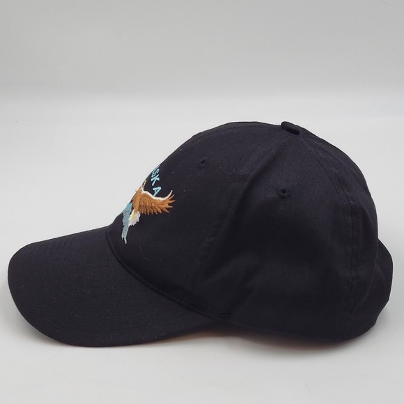 Alaska Flying Eagle Embroidered Logo Black Snapback Trucker Hat Cap 100% Cotton - Picture 4 of 9